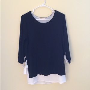 Black and white tied layer shirt